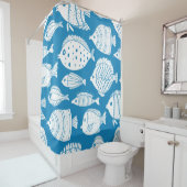 ヴィンテージ魚:装飾イラストレーションセット。 シャワーカーテン (インサイチュ)