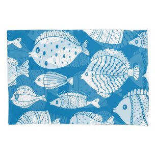 ヴィンテージ魚:装飾イラストレーションセット。 枕カバー
