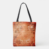 ヴィンテージ鮮やかオレンジ色クリームフローラスクリプト トートバッグ (裏面)