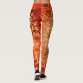 ヴィンテージ鮮やかオレンジ色クリームフローラスクリプト レギンス (裏面)