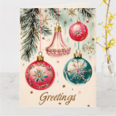 ヴィンテージ鮮やかクリスマスオーナメント カード (黄色い花)