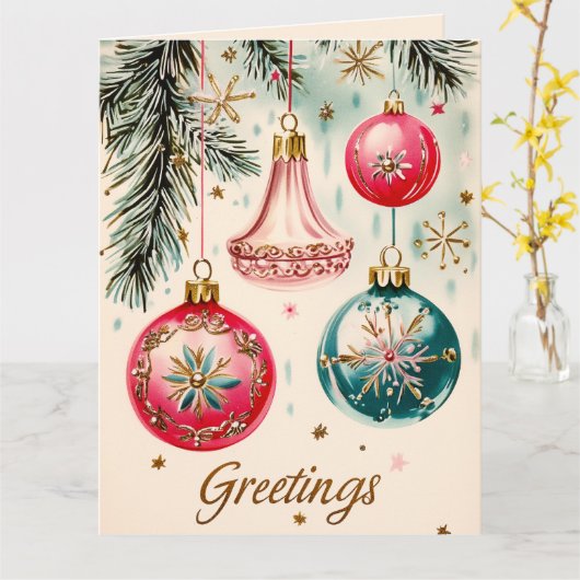 ヴィンテージ鮮やかクリスマスオーナメント カード (黄色い花)