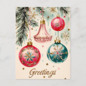 ヴィンテージ鮮やかクリスマスオーナメント ポストカード (正面)