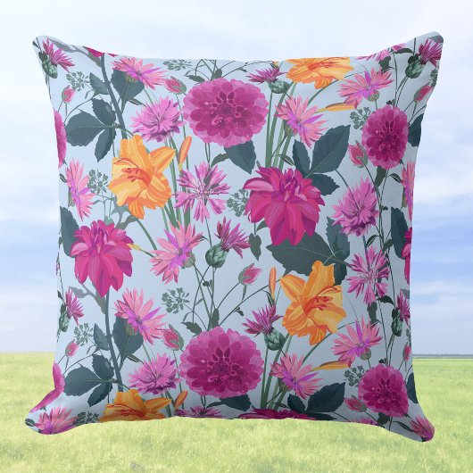 ヴィンテージ鮮やかサマーレッドブルゴーディガーデンフローラ クッション