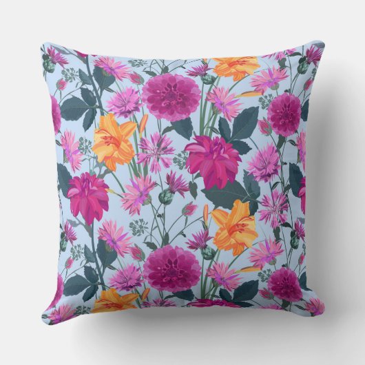 ヴィンテージ鮮やかサマーレッドブルゴーディガーデンフローラ クッション (裏面)