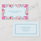 ヴィンテージ鮮やかバラフローラルパターンオンミント 名刺 (正面/裏面)