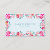 ヴィンテージ鮮やかバラフローラルパターンオンミント 名刺 (正面)