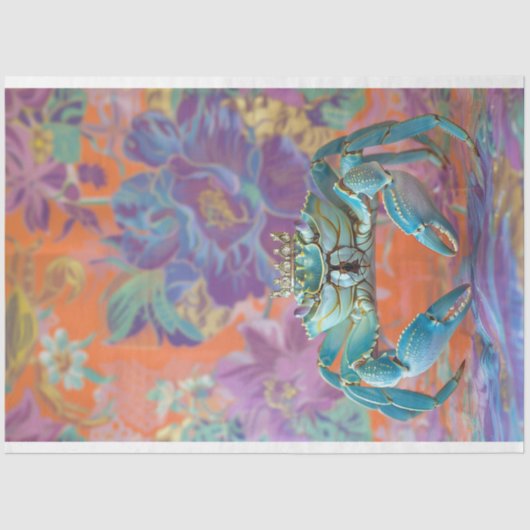 ヴィンテージ鮮やかフローラキングカニの切り離し 薄葉紙 (正面)