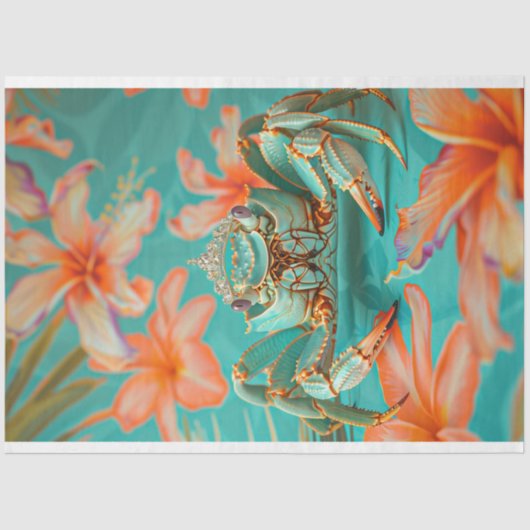 ヴィンテージ鮮やかフローラキングカニの切り離し 薄葉紙 (正面)