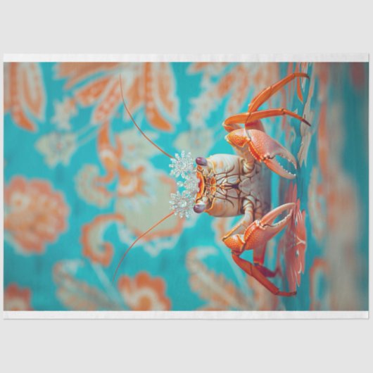 ヴィンテージ鮮やかフローラキングカニの切り離し 薄葉紙 (正面)