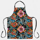 ヴィンテージ鮮やかフローラ刺繍模様 エプロン (正面)