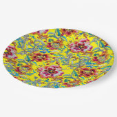 ヴィンテージ鮮やかフローラ刺繍模様 ペーパープレート (アングル)