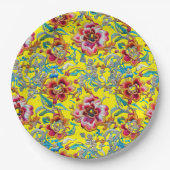 ヴィンテージ鮮やかフローラ刺繍模様 ペーパープレート (正面)