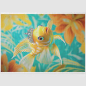 ヴィンテージ鮮やかフローラ魚の切り離し 薄葉紙 (正面)