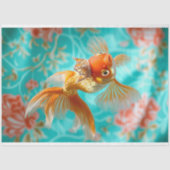 ヴィンテージ鮮やかフローラ魚の切り離し 薄葉紙 (正面)