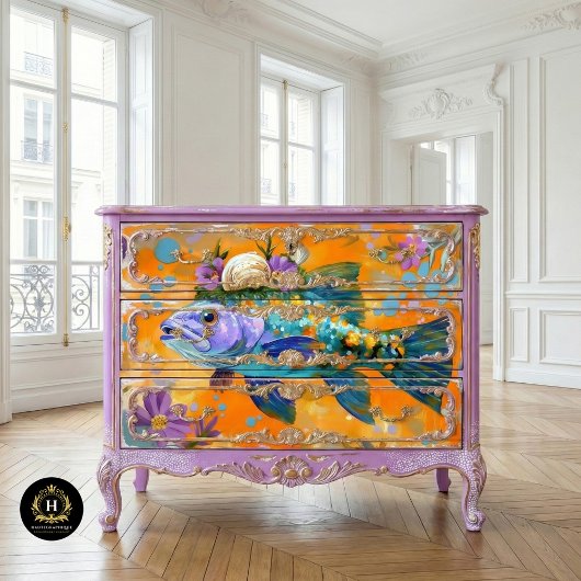 ヴィンテージ鮮やかフローラ魚の切り離し 薄葉紙