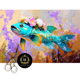 ヴィンテージ鮮やかフローラ魚の切り離し 薄葉紙