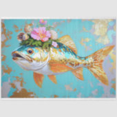 ヴィンテージ鮮やかフローラ魚の切り離し 薄葉紙 (正面)