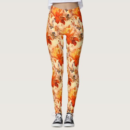 ヴィンテージ鮮やかリッチ秋フローラ レギンス (正面)
