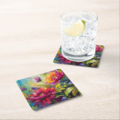 ヴィンテージ鮮やか絵を描フローラ スクエアペーパーコースター (インサイチュ)