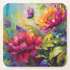 ヴィンテージ鮮やか絵を描フローラ スクエアペーパーコースター