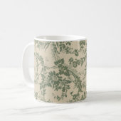 ヴィンテージ鮮やか緑花柄 コーヒーマグカップ (正面左)