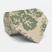 ヴィンテージ鮮やか緑花柄 ネクタイ (ロール)