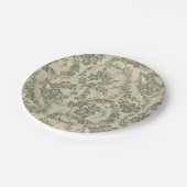 ヴィンテージ鮮やか緑花柄 ペーパープレート (アングル)