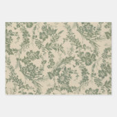 ヴィンテージ鮮やか緑花柄 ラッピングペーパーシート (正面3)