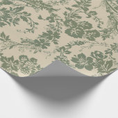 ヴィンテージ鮮やか緑花柄 ラッピングペーパー (角)