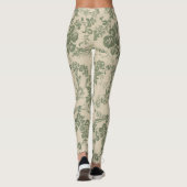 ヴィンテージ鮮やか緑花柄 レギンス (裏面)