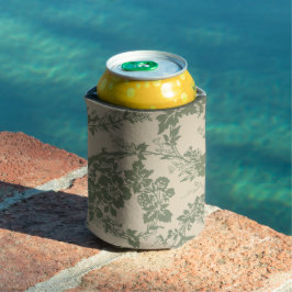 ヴィンテージ鮮やか緑花柄 缶クーラー