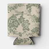 ヴィンテージ鮮やか緑花柄 缶クーラー (正面)