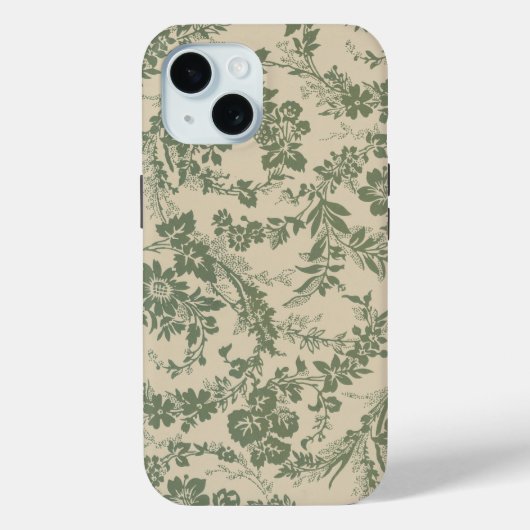 ヴィンテージ鮮やか緑花柄 Case-Mate iPhoneケース (裏面)