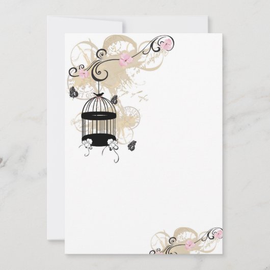 ヴィンテージ鳥かごの招待状 招待状 (正面)