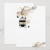 ヴィンテージ鳥かごの招待状 招待状 (正面/裏面)