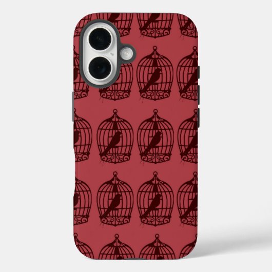 ヴィンテージ鳥かごバーガンディ柄 Case-Mate iPhoneケース (裏面)