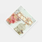 ヴィンテージ鳥かご花枝に鳥紙 スタンダードランチョンナプキン (角)