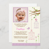 ヴィンテージ鳥かご《キリスト教》洗礼式や命名式招待状 招待状 (正面/裏面)