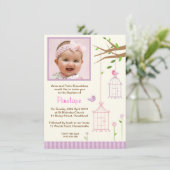 ヴィンテージ鳥かご《キリスト教》洗礼式や命名式招待状 招待状 (スタンド正面)