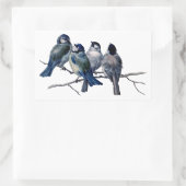 ヴィンテージ鳥が枝に 長方形シール (バッグ)