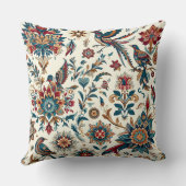 ヴィンテージ鳥と花模様のパターン枕 クッション (裏面)