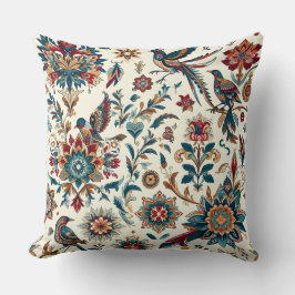ヴィンテージ鳥と花模様のパターン枕 クッション