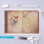 ヴィンテージ鳥と詩 薄葉紙 (クラフト)