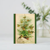 ヴィンテージ鳥のクリスマスの陽気な挨拶 ポストカード (スタンド正面)