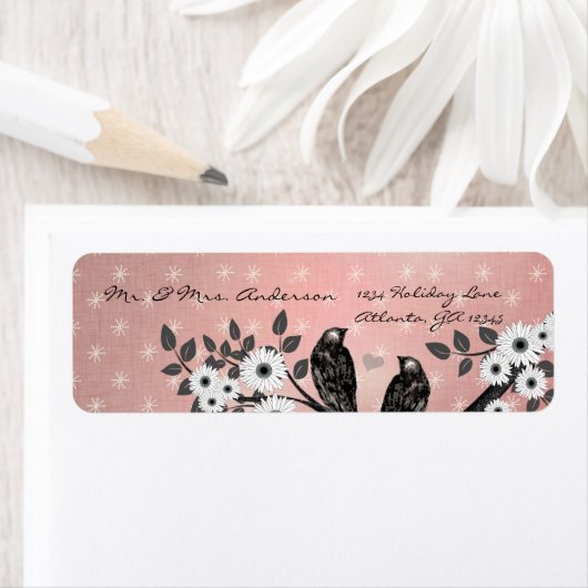 ヴィンテージ鳥のクリスマスアドレス ラベル (インサイチュ)