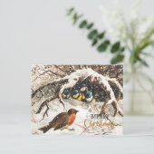 ヴィンテージ鳥のクリスマス シーズンポストカード (スタンド正面)