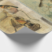 ヴィンテージ鳥のコラージュと切り離し/ラップ紙 ラッピングペーパー (角)