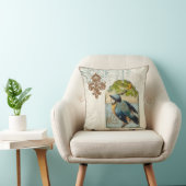 ヴィンテージ鳥のフローラ郵便切手スワールブランチ クッション (椅子)