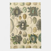 ヴィンテージ鳥の卵ネストアー絵画トの卵 キッチンタオル (縦)